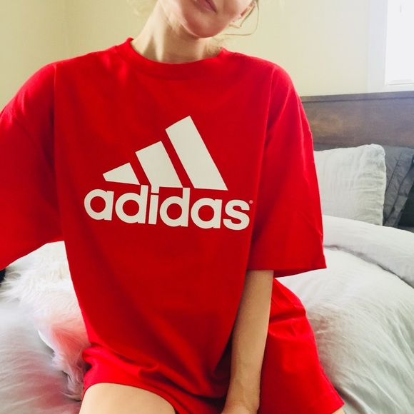 red white adidas shirt
